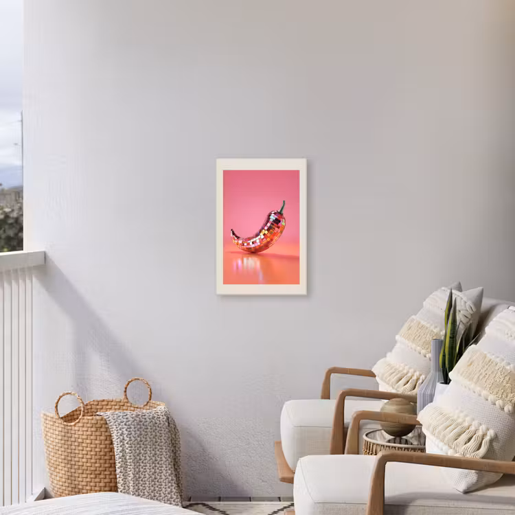 Disco - Peper - Roze Tuinposter op houten frame 2 cm dik klein -sfeer1
