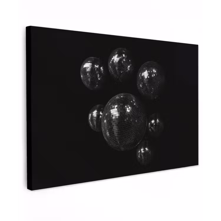 Discoballen - Minimalistisch - Zwart Tuinposter op houten frame 2 cm dik klein -3d