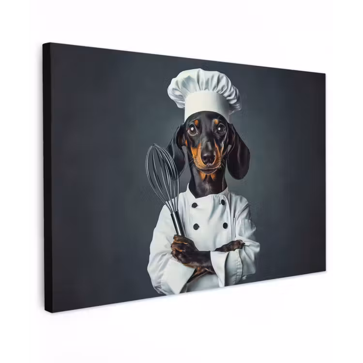 Hond - Garde - Kok Tuinposter op houten frame 2 cm dik klein -3d