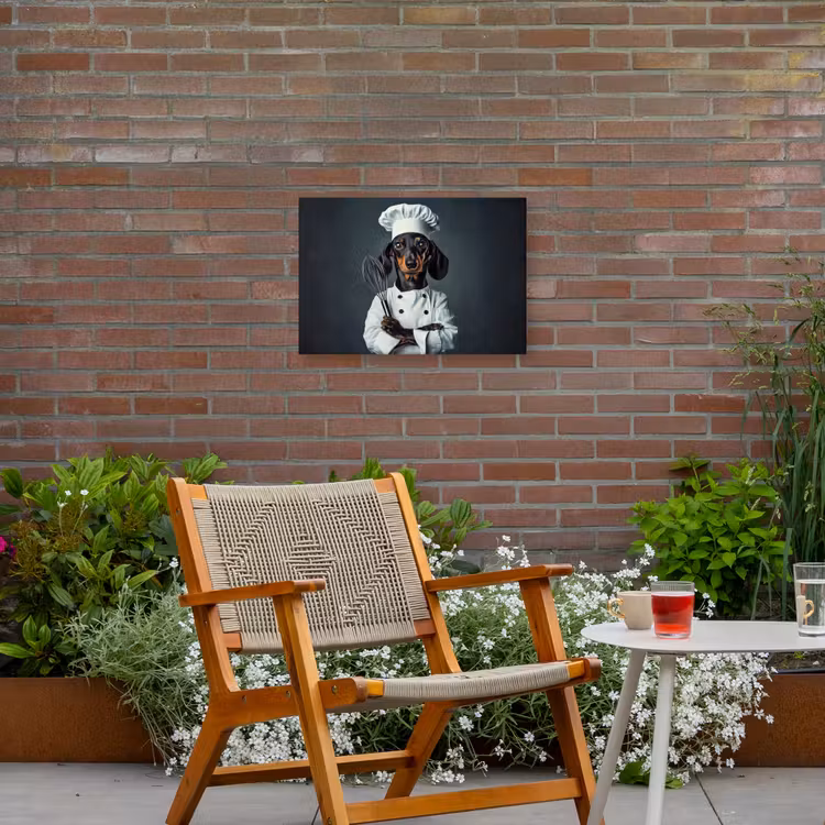 Hond - Garde - Kok Tuinposter op houten frame 2 cm dik klein -sfeer3