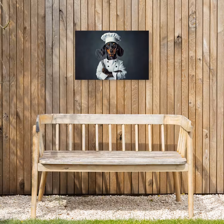 Hond - Garde - Kok Tuinposter op houten frame 2 cm dik klein -sfeer4