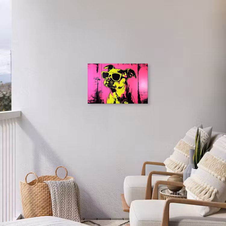 Hond - Zonnebril - Roze - Art Tuinposter op houten frame 2 cm dik klein -sfeer1