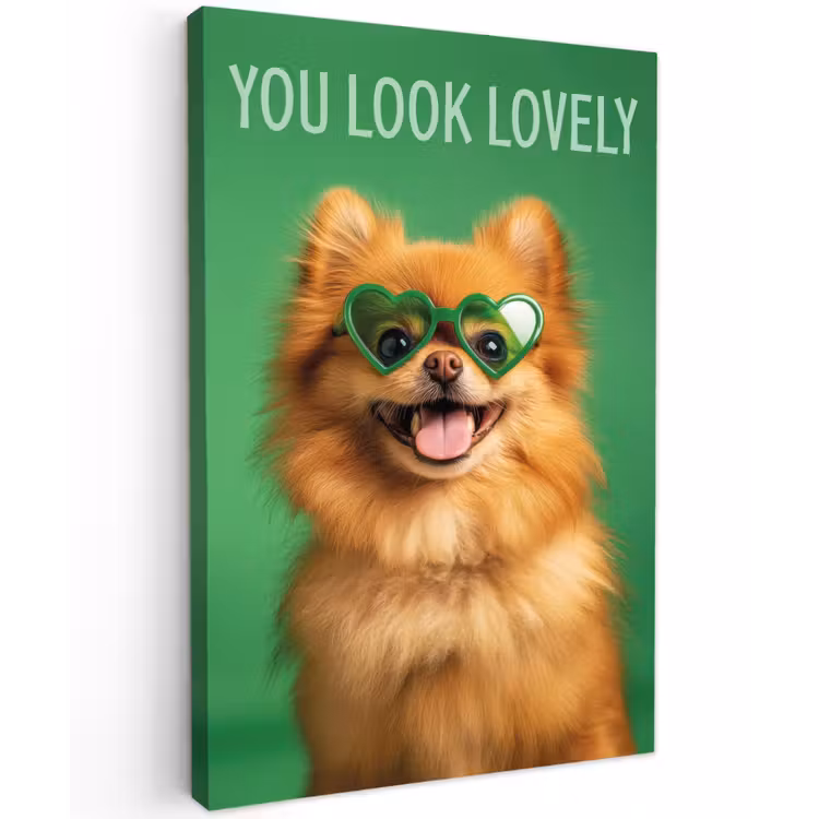 Hond - Zonnebril - Valentijn - Love Tuinposter op houten frame 2 cm dik klein -3d