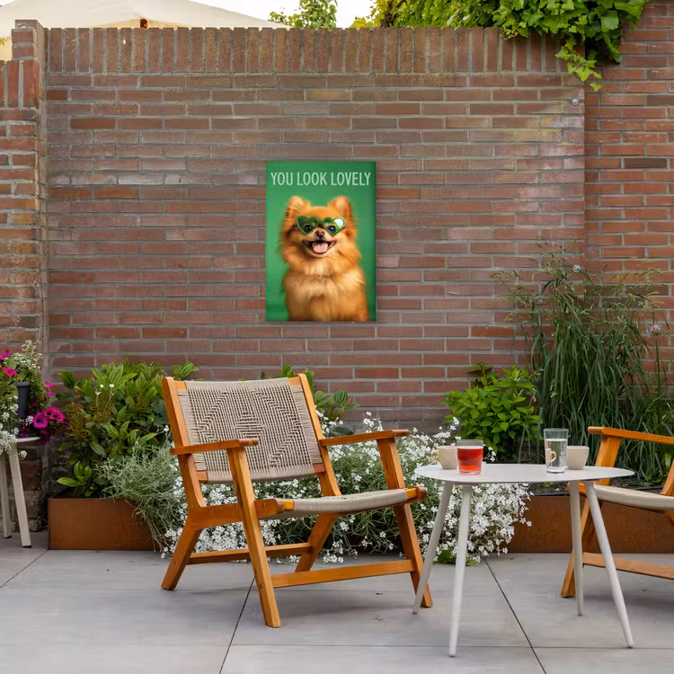 Hond - Zonnebril - Valentijn - Love Tuinposter op houten frame 2 cm dik klein -sfeer3