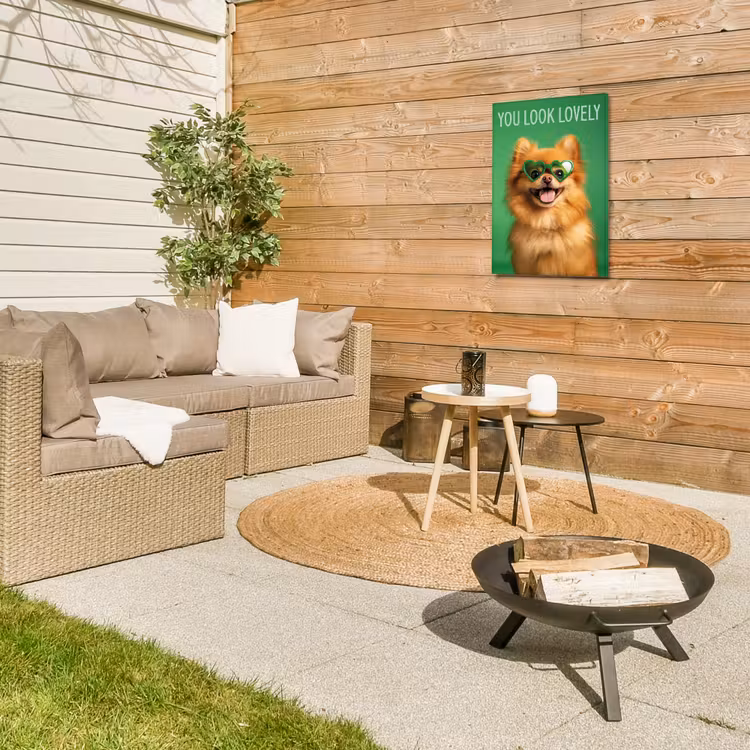 Hond - Zonnebril - Valentijn - Love Tuinposter op houten frame 2 cm dik klein -sfeer2