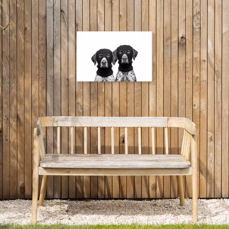 Honden - Bivakmuts - Zwart - wit Tuinposter op houten frame 2 cm dik klein -sfeer4