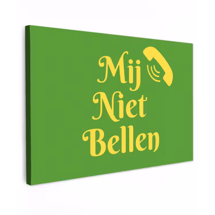 Mij niet bellen - Telefoon - Groen Tuinposter op houten frame 2 cm dik klein -3d