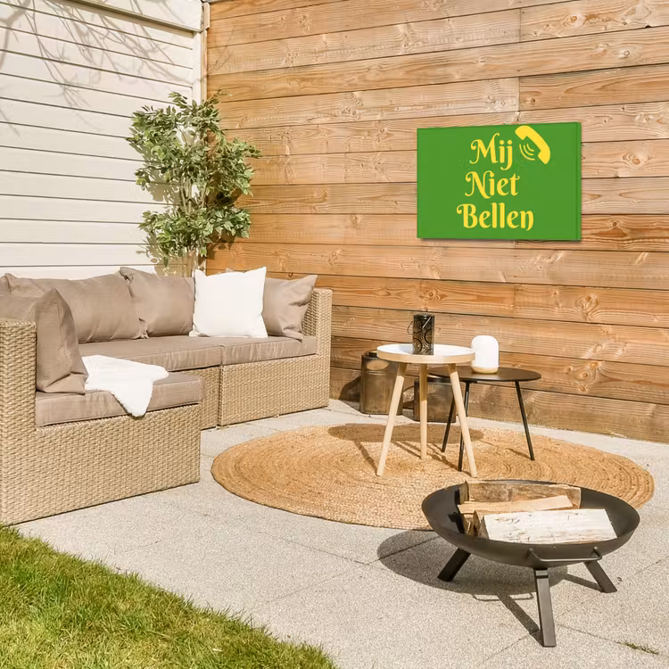 Mij niet bellen - Telefoon - Groen Tuinposter op houten frame 2 cm dik klein -sfeer2
