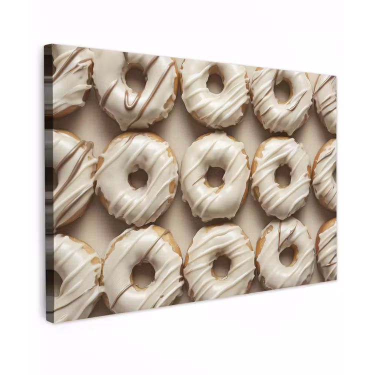 Donuts - Chocolade - Wit - Beige Tuinposter op houten frame 2 cm dik klein -3d