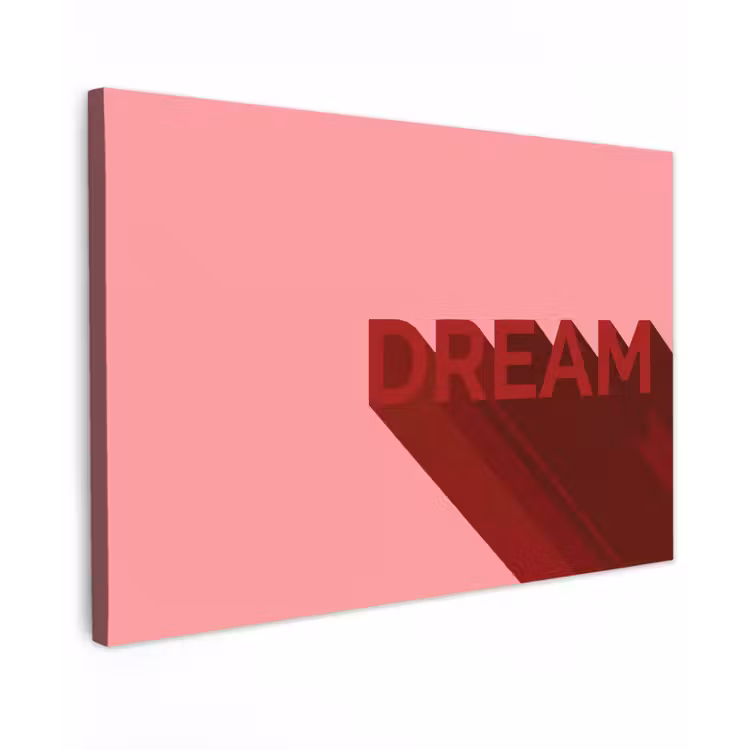 Dream - 3D - Rood - Roze Tuinposter op houten frame 2 cm dik klein -3d