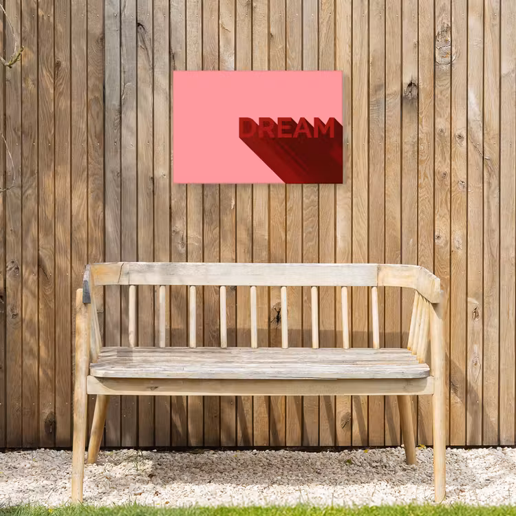 Dream - 3D - Rood - Roze Tuinposter op houten frame 2 cm dik klein -sfeer4