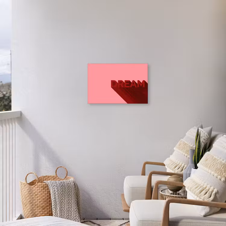 Dream - 3D - Rood - Roze Tuinposter op houten frame 2 cm dik klein -sfeer1