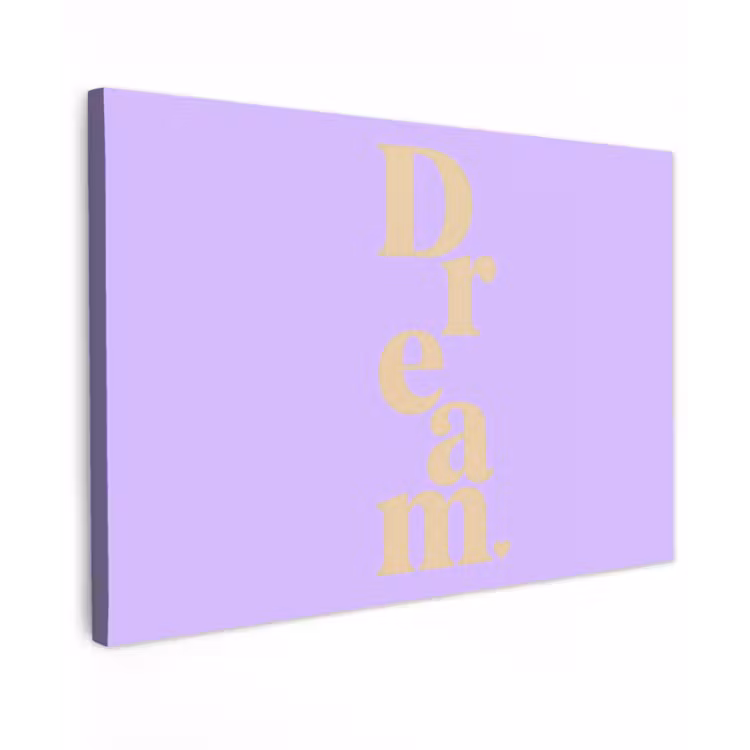 Dream - Paars - Typografisch Tuinposter op houten frame 2 cm dik klein -3d