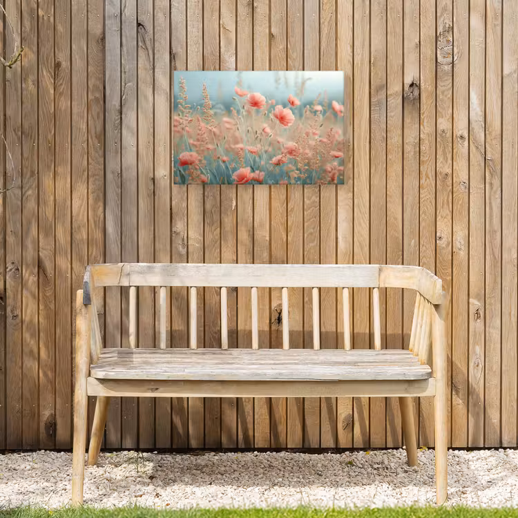 Dromerig veld van klaprozen Tuinposter op houten frame 2 cm dik klein -sfeer4