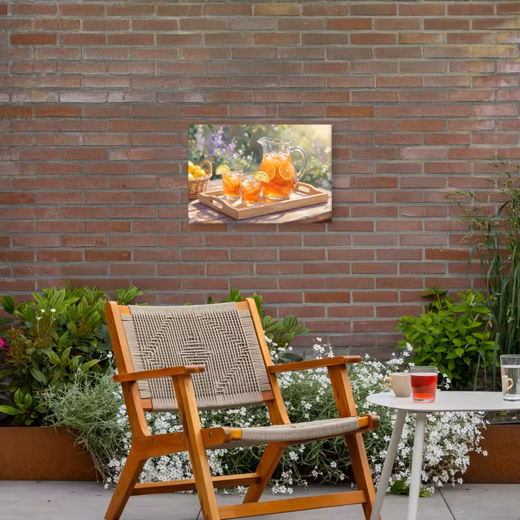 Drank - Citroen - Zomer - Tuin - Geel Tuinposter op houten frame 2 cm dik klein -sfeer3
