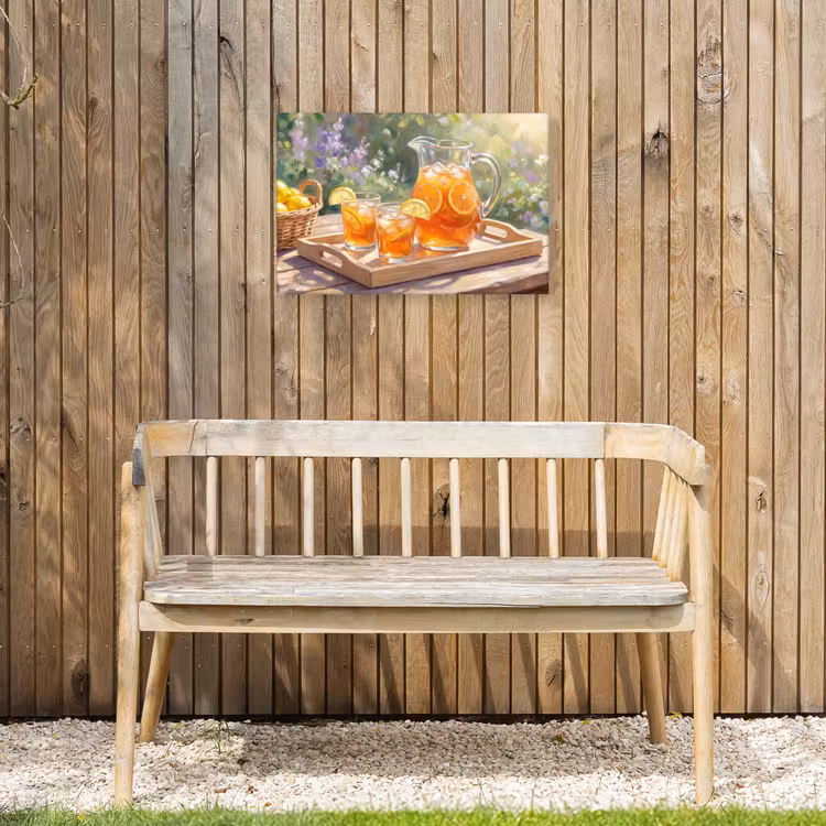 Drank - Citroen - Zomer - Tuin - Geel Tuinposter op houten frame 2 cm dik klein -sfeer4