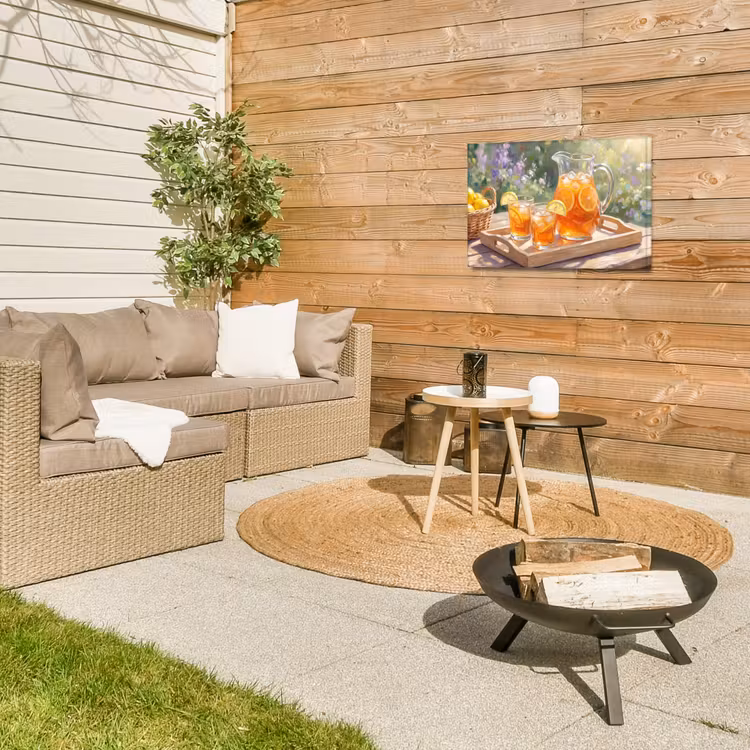 Drank - Citroen - Zomer - Tuin - Geel Tuinposter op houten frame 2 cm dik klein -sfeer2
