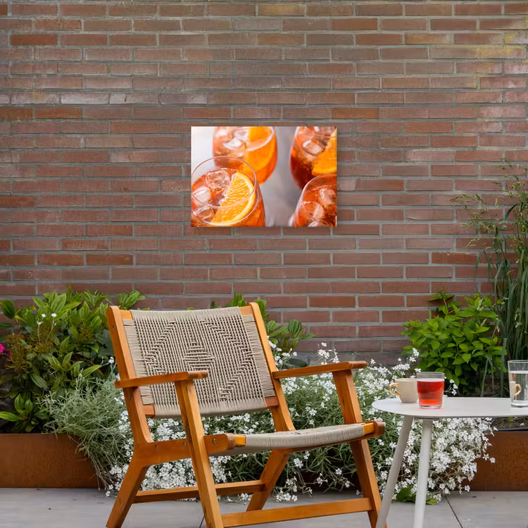 Drank - Sinaasappel - IJs - Zomer - Oranje Tuinposter op houten frame 2 cm dik klein -sfeer3
