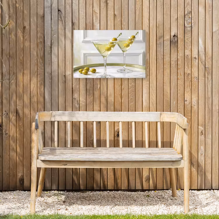 Drank - Martini - Olijven - Modern - Wit Tuinposter op houten frame 2 cm dik klein -sfeer4