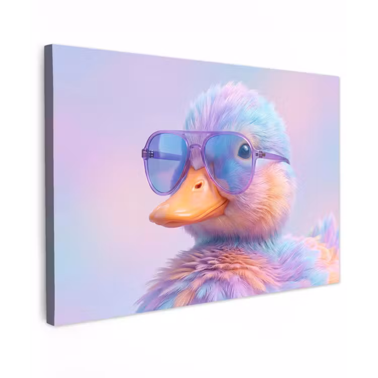 Eend - bril - Pastel Tuinposter op houten frame 2 cm dik klein -3d