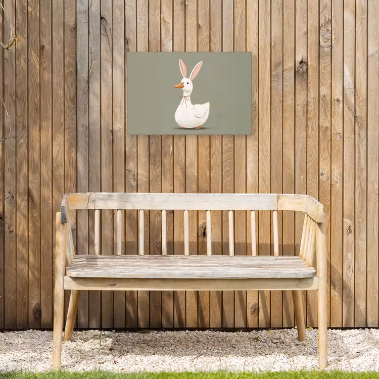 Eend - Konijnoren - Grijs Tuinposter op houten frame 2 cm dik klein -sfeer4