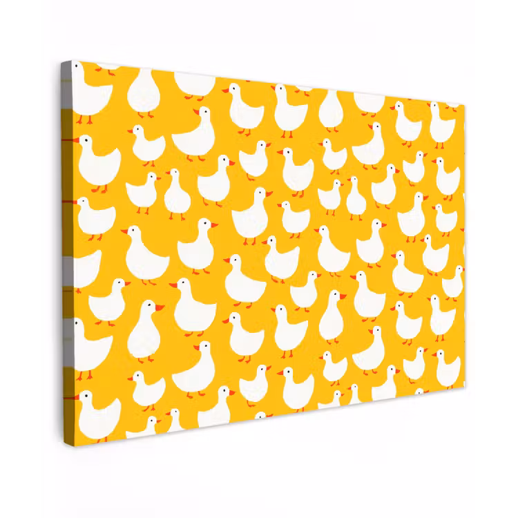 Eendjes - Patroon - Geel Tuinposter op houten frame 2 cm dik klein 845 -3d