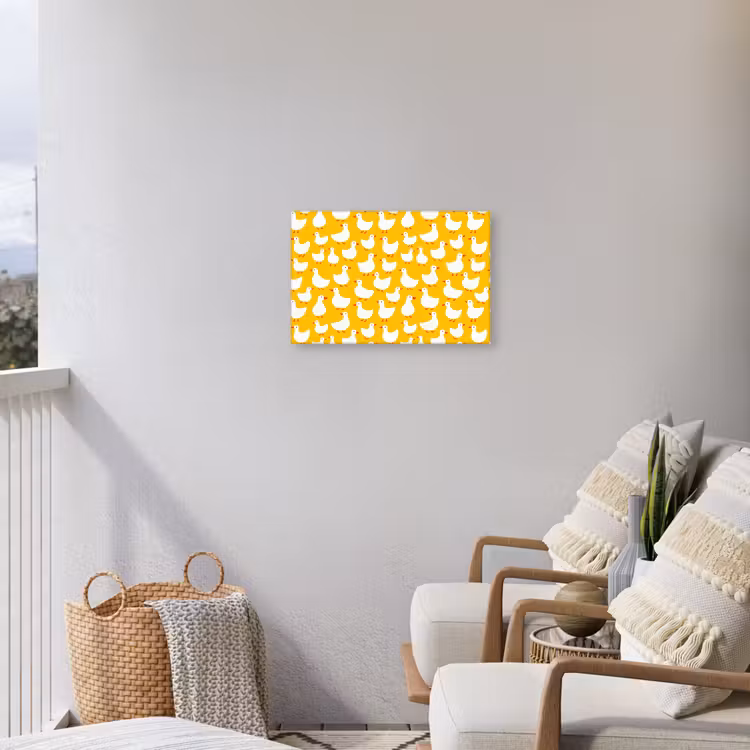 Eendjes - Patroon - Geel Tuinposter op houten frame 2 cm dik klein 845 -sfeer1