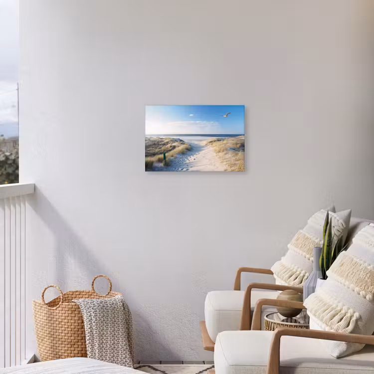 Duin - Meeuw - Strand - Zee - Zon Tuinposter op houten frame 2 cm dik klein -sfeer1