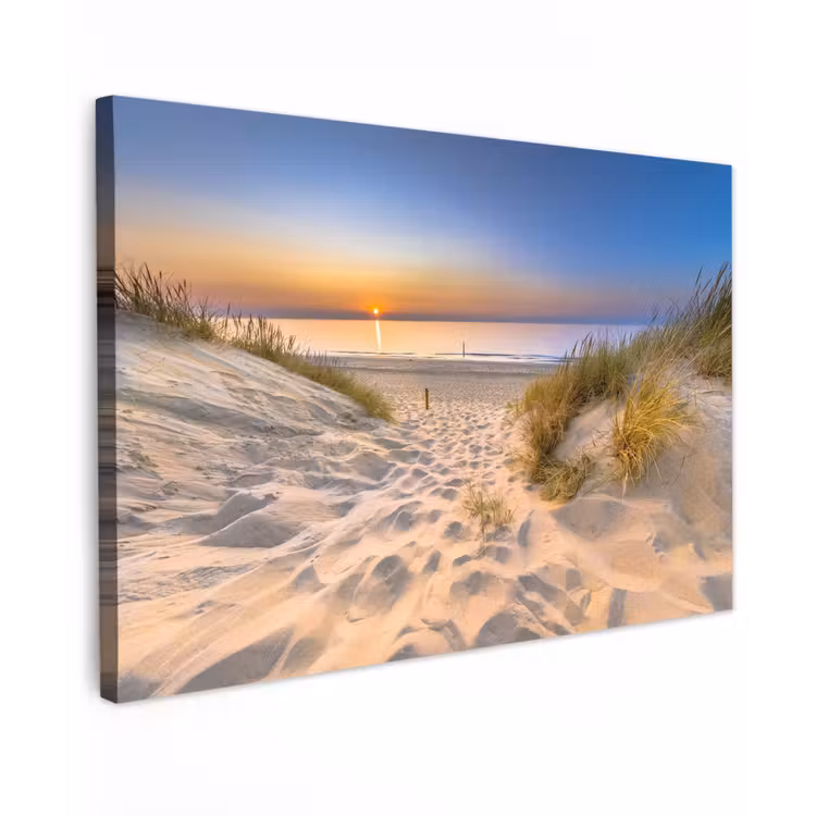 Duin - Zonsondergang - Horizon - Strand - Gras Tuinposter op houten frame 2 cm dik klein -3d