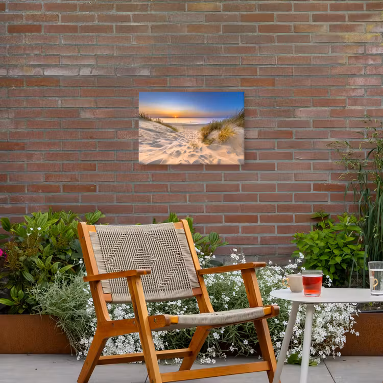 Duin - Zonsondergang - Horizon - Strand - Gras Tuinposter op houten frame 2 cm dik klein -sfeer3