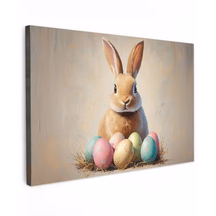 Paashaas - Pastel - Eieren Tuinposter op houten frame 2 cm dik klein -3d
