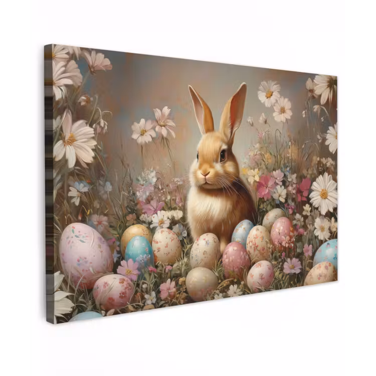 Paashaas - Lente - Paaseieren Tuinposter op houten frame 2 cm dik klein -3d