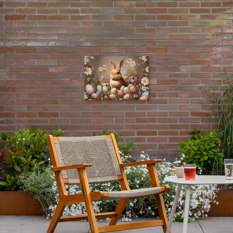 Paashaas - Lente - Paaseieren Tuinposter op houten frame 2 cm dik klein -sfeer3