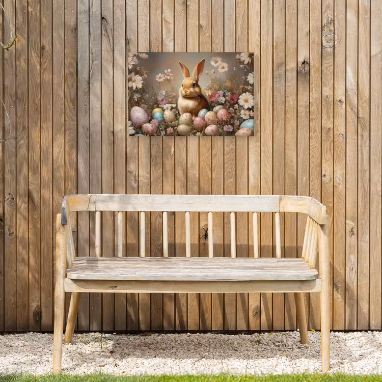 Paashaas - Lente - Paaseieren Tuinposter op houten frame 2 cm dik klein -sfeer4