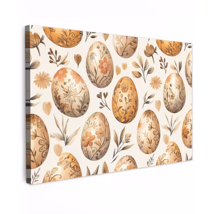 Paaseieren - Bruin - Bloemen Tuinposter op houten frame 2 cm dik klein -3d