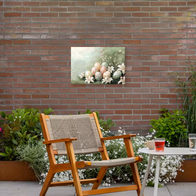 Paaseieren - Pasteltinten - Bloemen Tuinposter op houten frame 2 cm dik klein -sfeer3