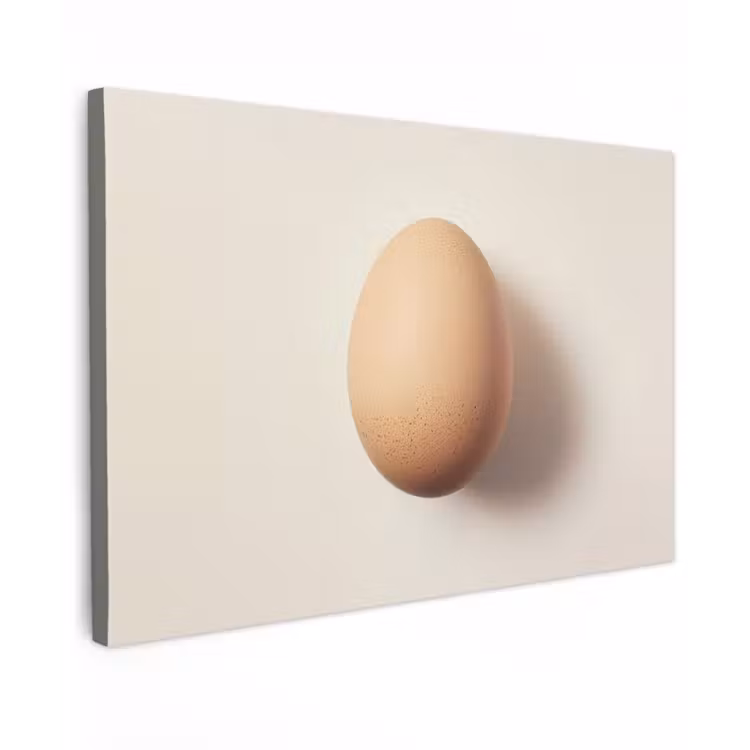 Ei - Beige - Ovaal - Egaal Tuinposter op houten frame 2 cm dik klein -3d