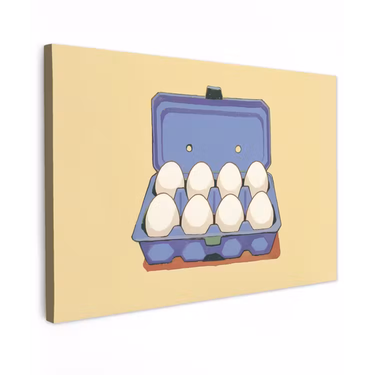 Eieren - Doos - Minimalistisch - Blauw Tuinposter op houten frame 2 cm dik klein -3d