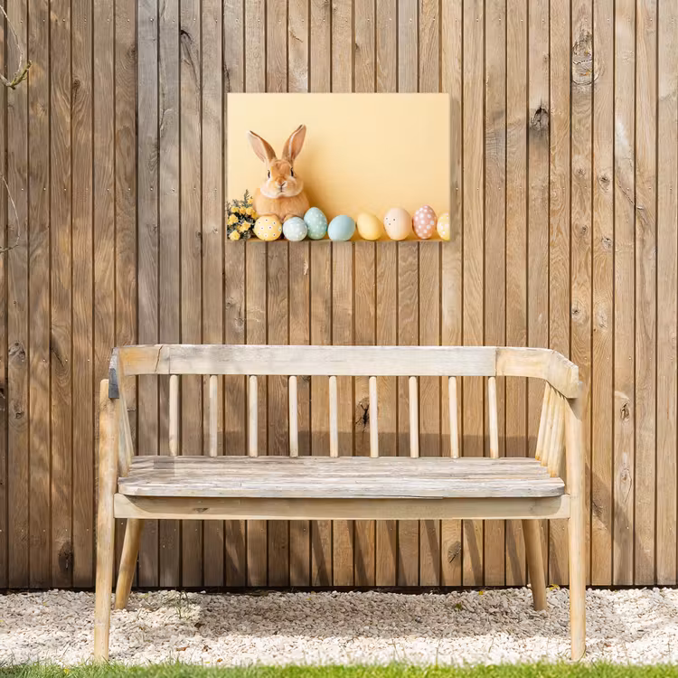 Eieren - Konijn - Pasteltinten Tuinposter op houten frame 2 cm dik klein -sfeer4