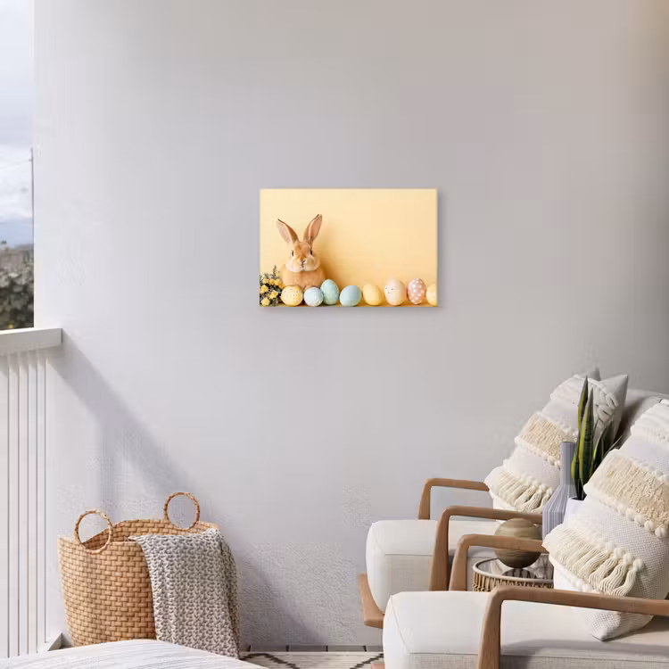Eieren - Konijn - Pasteltinten Tuinposter op houten frame 2 cm dik klein -sfeer1