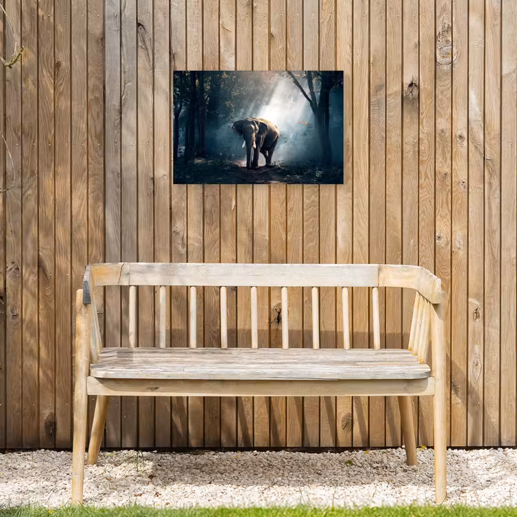 Olifant in mystiek bos Tuinposter op houten frame 2 cm dik klein -sfeer4