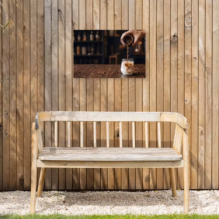 Espresso - Melk - Café Tuinposter op houten frame 2 cm dik klein -sfeer4