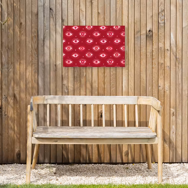 Ogen - Patroon - Roze - Donkerrood Tuinposter op houten frame 2 cm dik klein 845 -sfeer4