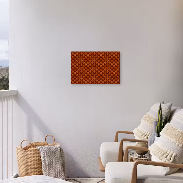 Waaiers - Art Deco - Botanisch - Roestbruin - Oranje Tuinposter op houten frame 2 cm dik klein 845 -sfeer1