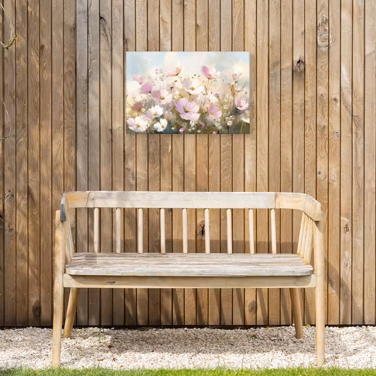 Bloemenveld - Lichte tinten - Geschilderd Tuinposter op houten frame 2 cm dik klein -sfeer4