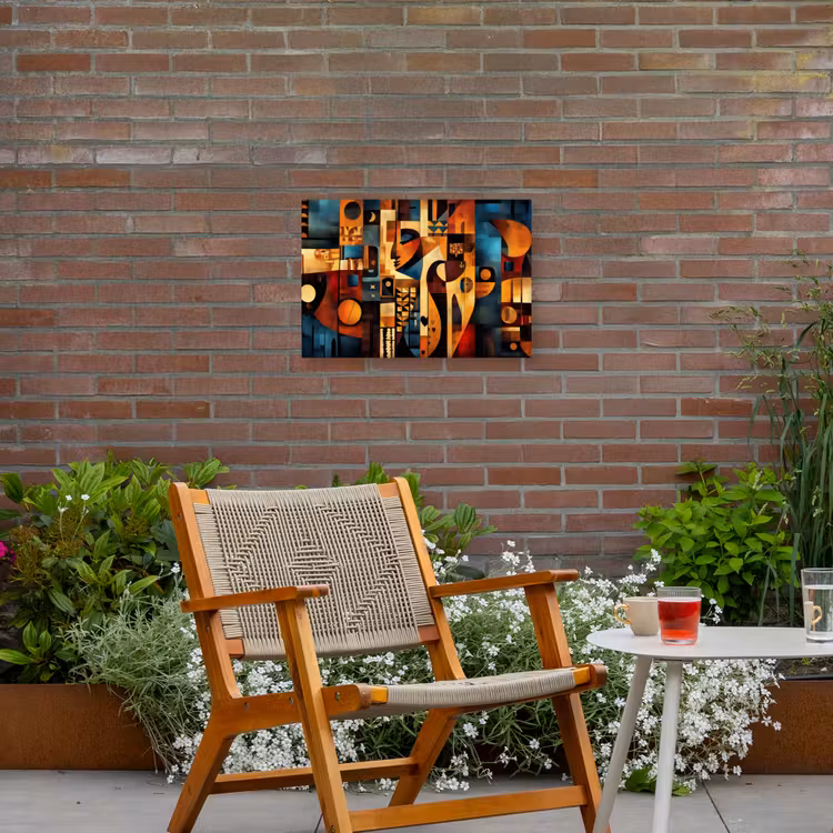 Figuren - Abstract - Symbolen Tuinposter op houten frame 2 cm dik klein -sfeer3
