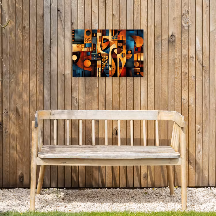 Figuren - Abstract - Symbolen Tuinposter op houten frame 2 cm dik klein -sfeer4