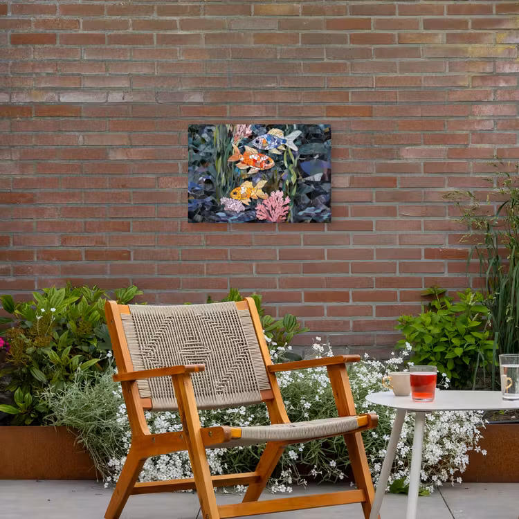 Vissen - Koraal - Zee - Mozaïek Tuinposter op houten frame 2 cm dik klein -sfeer3