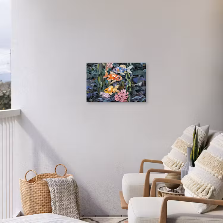 Vissen - Koraal - Zee - Mozaïek Tuinposter op houten frame 2 cm dik klein -sfeer1