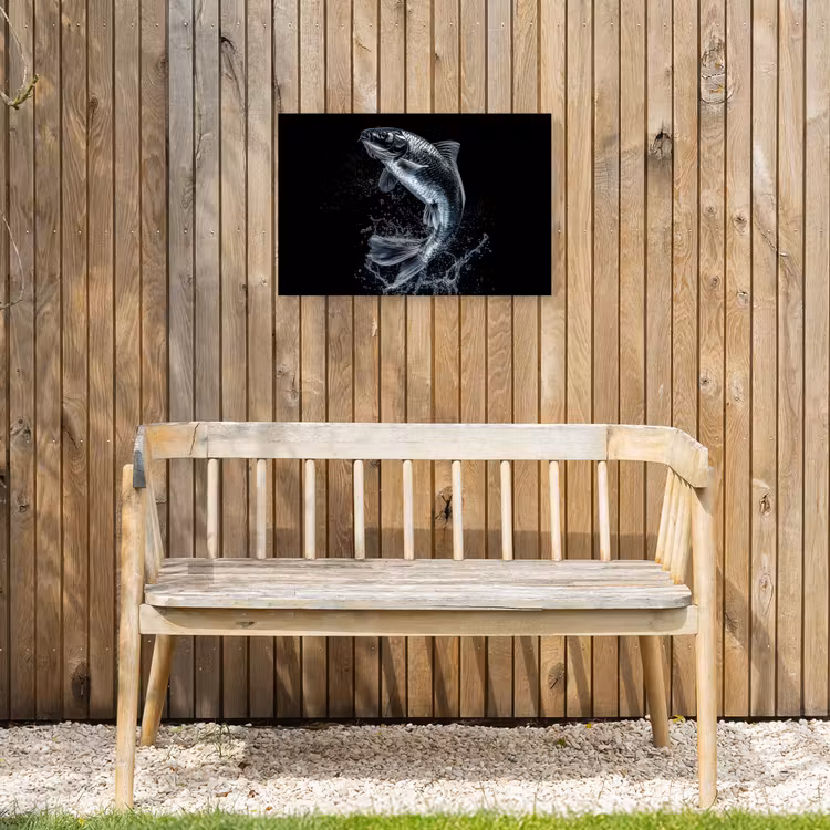 Vis - Koi - Zwart - Water Tuinposter op houten frame 2 cm dik klein -sfeer4